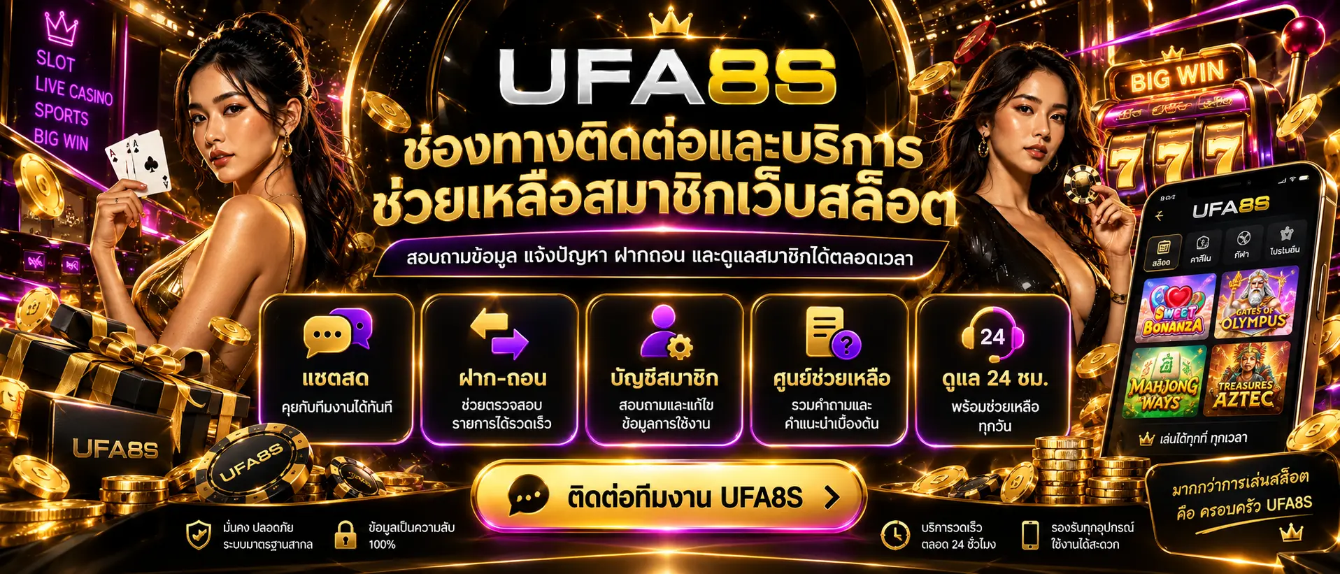 ช่องทางติดต่อและบริการช่วยเหลือสมาชิกเว็บสล็อต